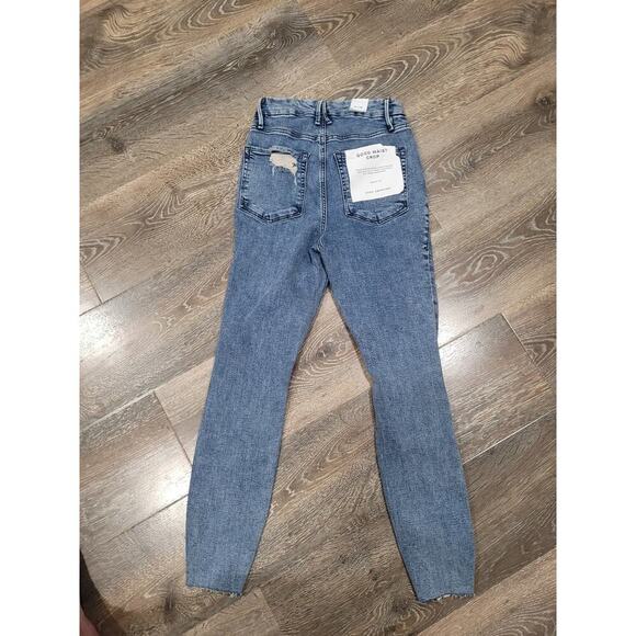 Good American Women's Good Waist Crop Jeans size 2 Distressed #P2 - Picture 3 of 5